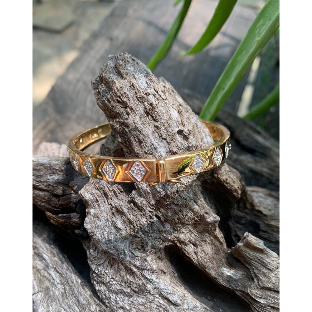 Ross-Simons Gold Diamond-Accented Bangle Bracelet - Picture 4 of 5